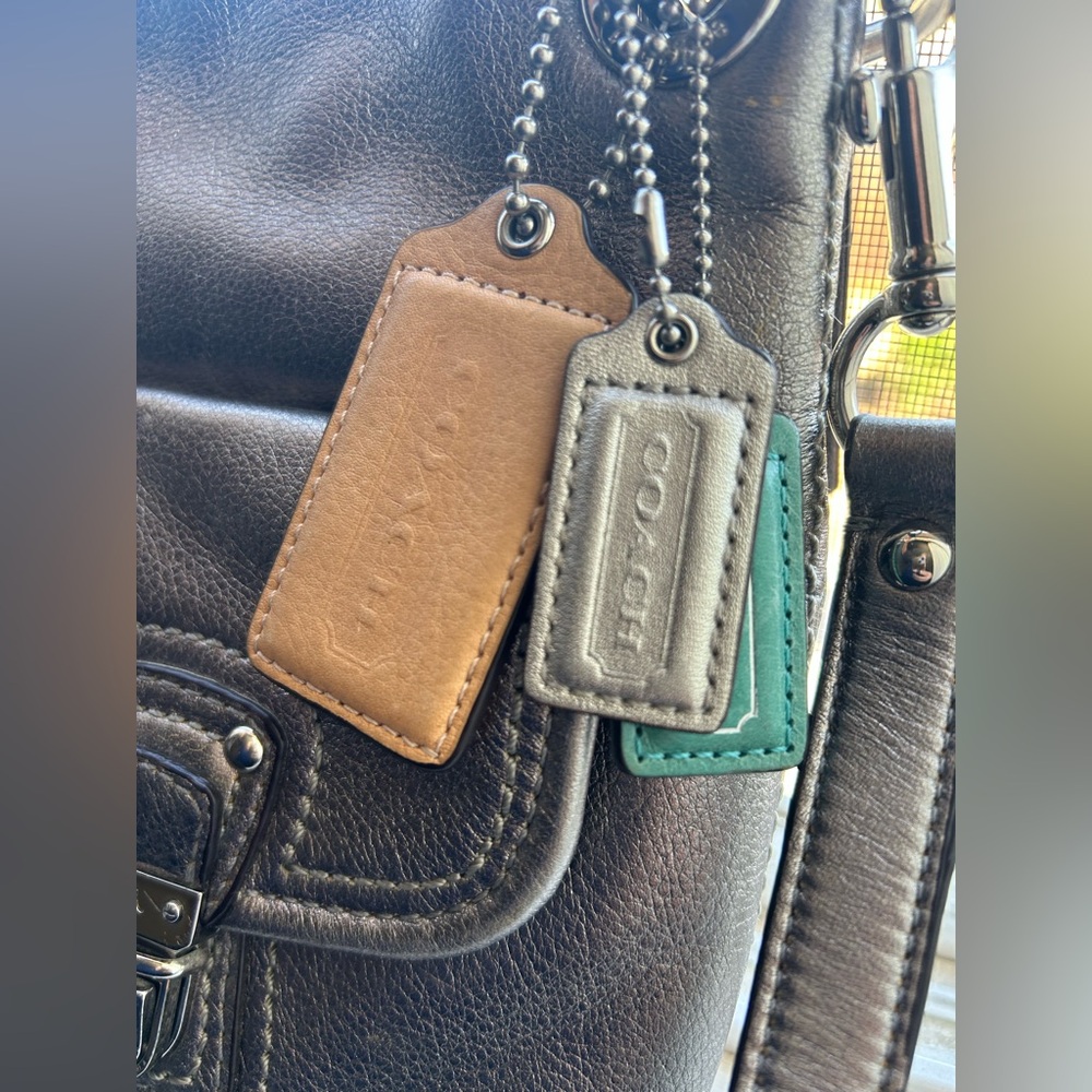 Coach Leather Patch Inside Turquoise Lined Handbag - image 2